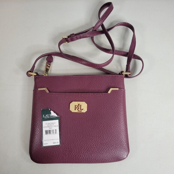 NEW Ralph Lauren Acadia II Plum Wine Modern Chic Crossbody Handbag Purse NWT - Picture 1 of 11